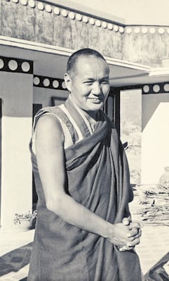 Portrait of Lama Yeshe on the roof at Kopan Monastery, Kathmandu, Nepal, 1974. 