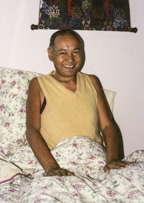 Lama Yeshe being cared for at his house in Aptos, California, 1984. Photo: Åge Delbanco