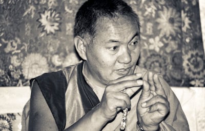 Lama Yeshe teaching at Tushita Retreat Centre, Dharamsala, India, 1983.