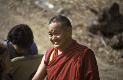 Lama Yeshe at Vajrapani Institute, California, 1983. Photo: Carol Royce-Wilder.