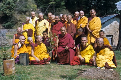Ordination group with Lama Yeshe, 1976.