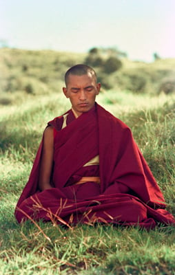 Lama Zopa Rinpoche in meditation on Saka Dawa at Chenrezig Institute, Australia, May 25, 1975. Photo: Wendy Finster.
