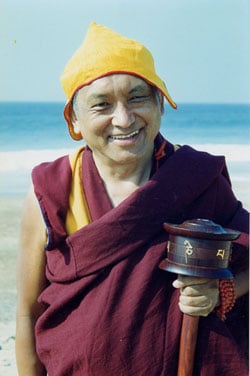 Lama Zopa Rinpoche in Mexico, January 2000. Photo by Brian Halterman.