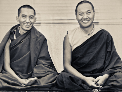 Lama Zopa Rinpoche and Lama Yeshe, New Zealand, 1975.