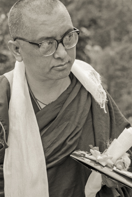 Lama Zopa Rinpoche at Chenrezig Institute, Australia, 1991. Photo by Thubten Yeshe (Augusta Alexander or TY).