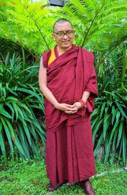Lama Zopa Rinpoche visiting Chenrezig Institute, 1991. Photo: Thubten Yeshe.