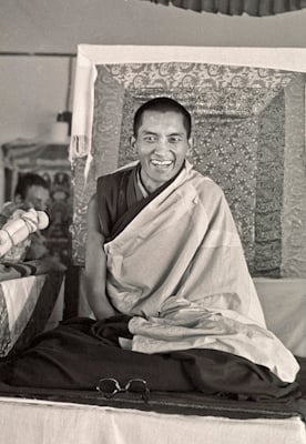 Lama Zopa Rinpoche teaching during a month-long course at Chenrezig Institute, Australia, 1976.