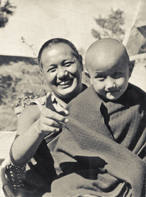 Lama Yeshe with Yangsi Rinpoche at Kopan Monastery, Nepal, 1976. 