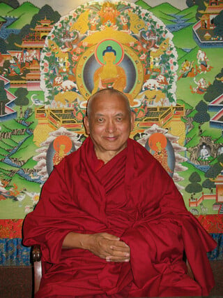 Lama Zopa Rinpoche at Kopan Monastery, Nepal, December 2007. Photo: Thubten Kunsang (Henri Lopez).