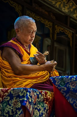 Lama Zopa Rinpoche doing Lama Chöpa puja at Istituto Lama Tzong Khapa, Pomaia, Italy, June 2014. Photo: Piero Sirianni. 