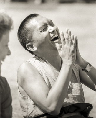 Lama Zopa Rinpoche at Waterlow Park, Highgate, London, 1983. Photo: Robin Bath.