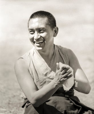 Lama Zopa Rinpoche at Waterlow Park, London, 1983. Photo: Robin Bath.