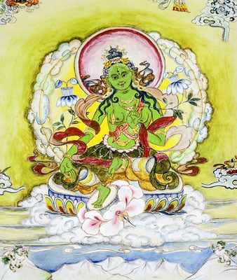 Tara thangka painted by Lama Zopa Rinpoche for Max Mathews, Kopan Monastery, Nepal, 1971.