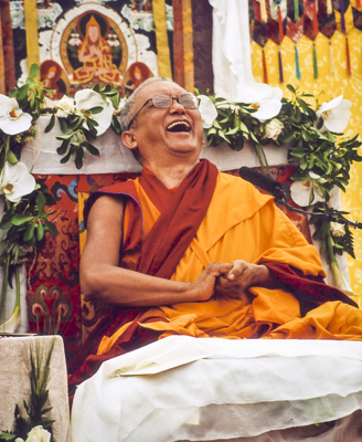 Lama Zopa Rinpoche teaching in Singapore, 2010. Photo by Kunsang Thubten (Henri Lopez).