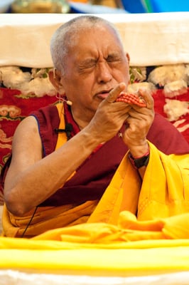 Lama Zopa Rinpoche at Maitripa College, 2010. Photo: Marc Sakamoto.