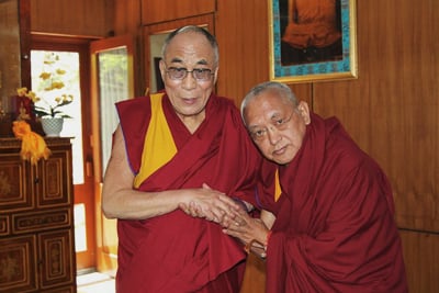 His Holiness the Dalai Lama and Lama Zopa Rinpoche.