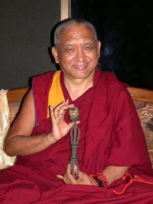 Lama Zopa Rinpoche at Kopan Monastery, Nepal, 2002.