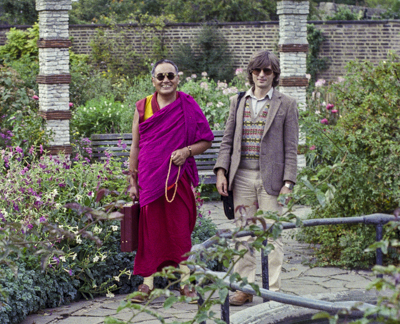 Lama Yeshe and Geoff Jukes, Kew Gardens, London, 1982.