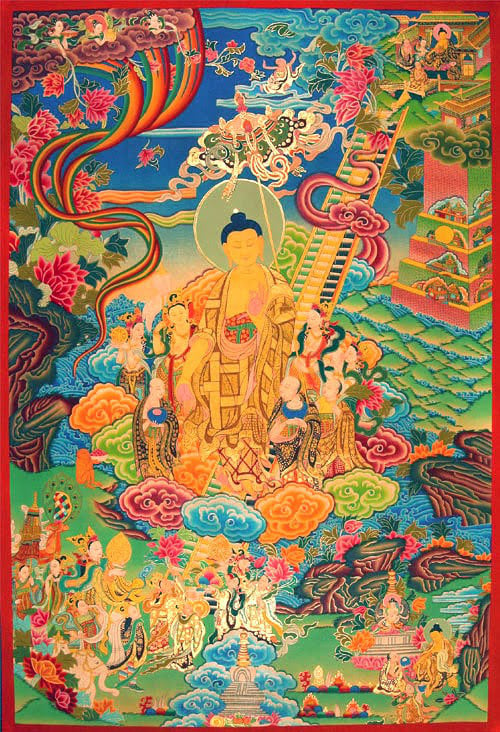Shakyamuni Buddha descending from Tushita. 