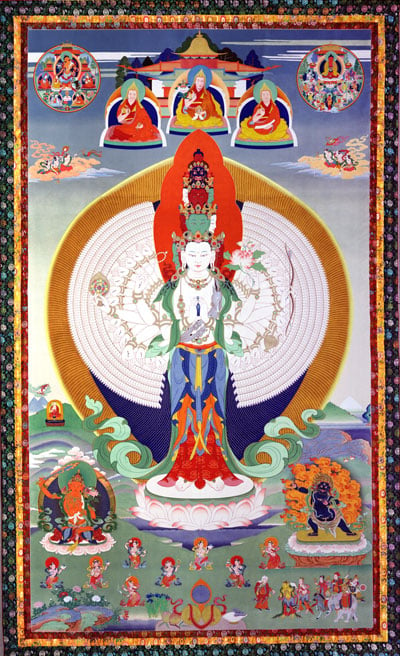 Chenrezig (Skt: Avalokiteshvara), the Buddha of Compassion. Artist: Peter Iseli.